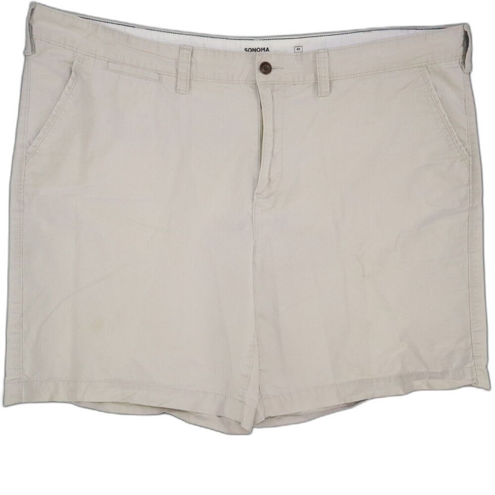 Men's Golf Dress Shorts Sonoma Goods for Life  Cream Size 48  100% Cotton